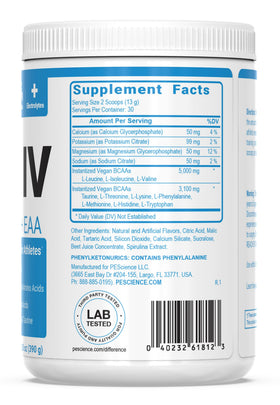 PEScience Amino IV Poudre BCAA Cerise Noire dans un cadre de fitness