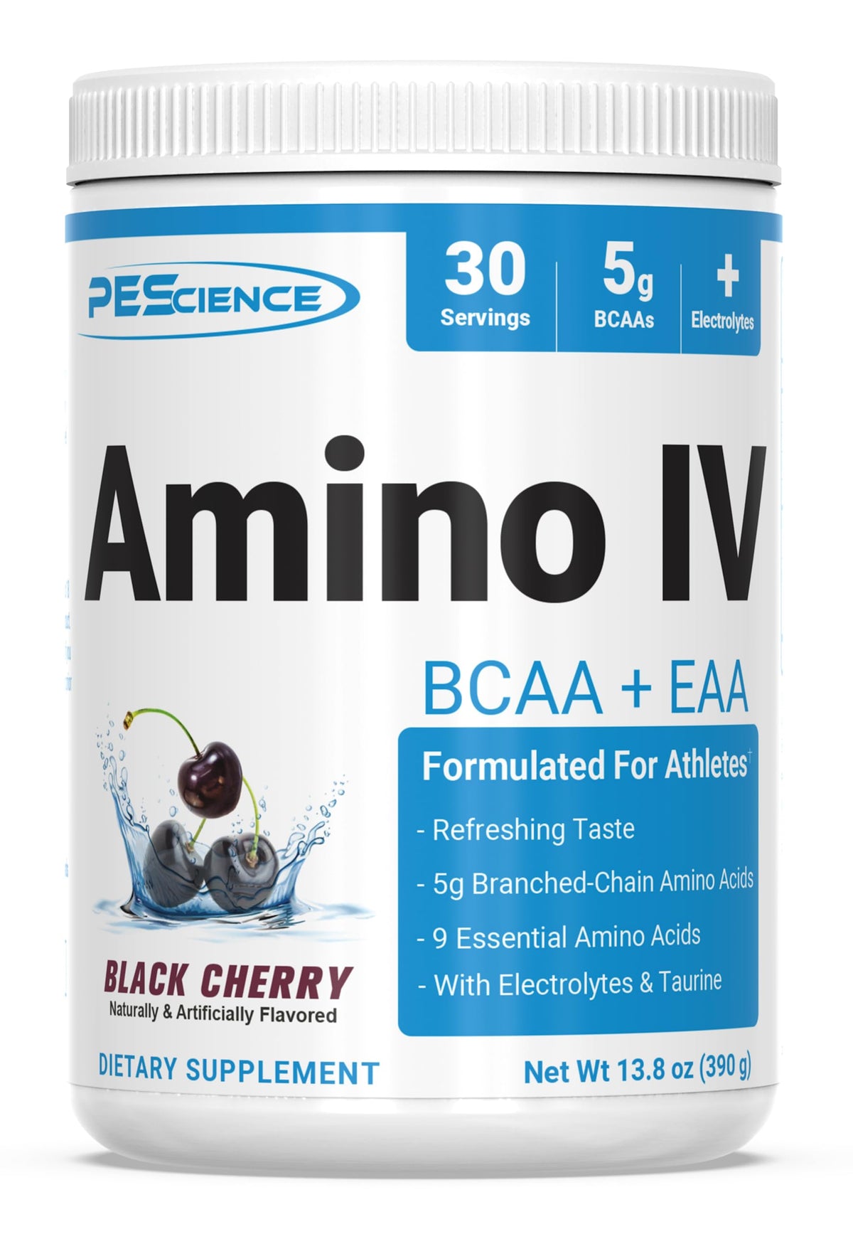 PEScience Amino IV Poudre BCAA Cerise Noire emballage avant