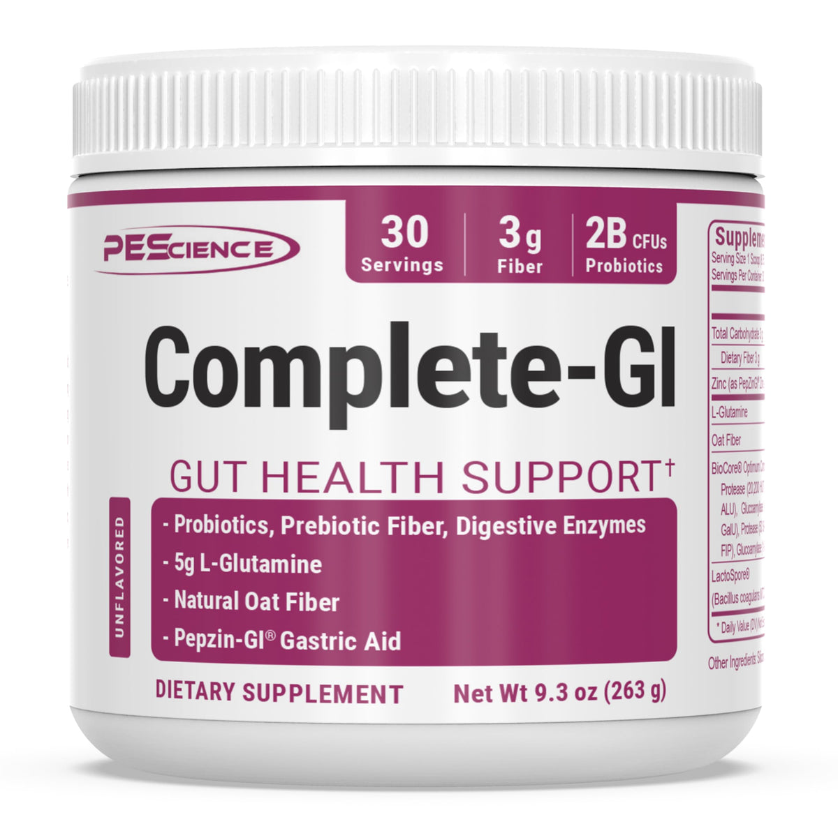 PEScience Complete-GI Poudre de Santé Intestinale, vue de face