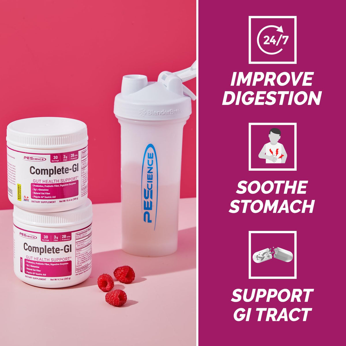 PEScience Complete-GI Poudre Framboise 350g avec cuillère doseuse
