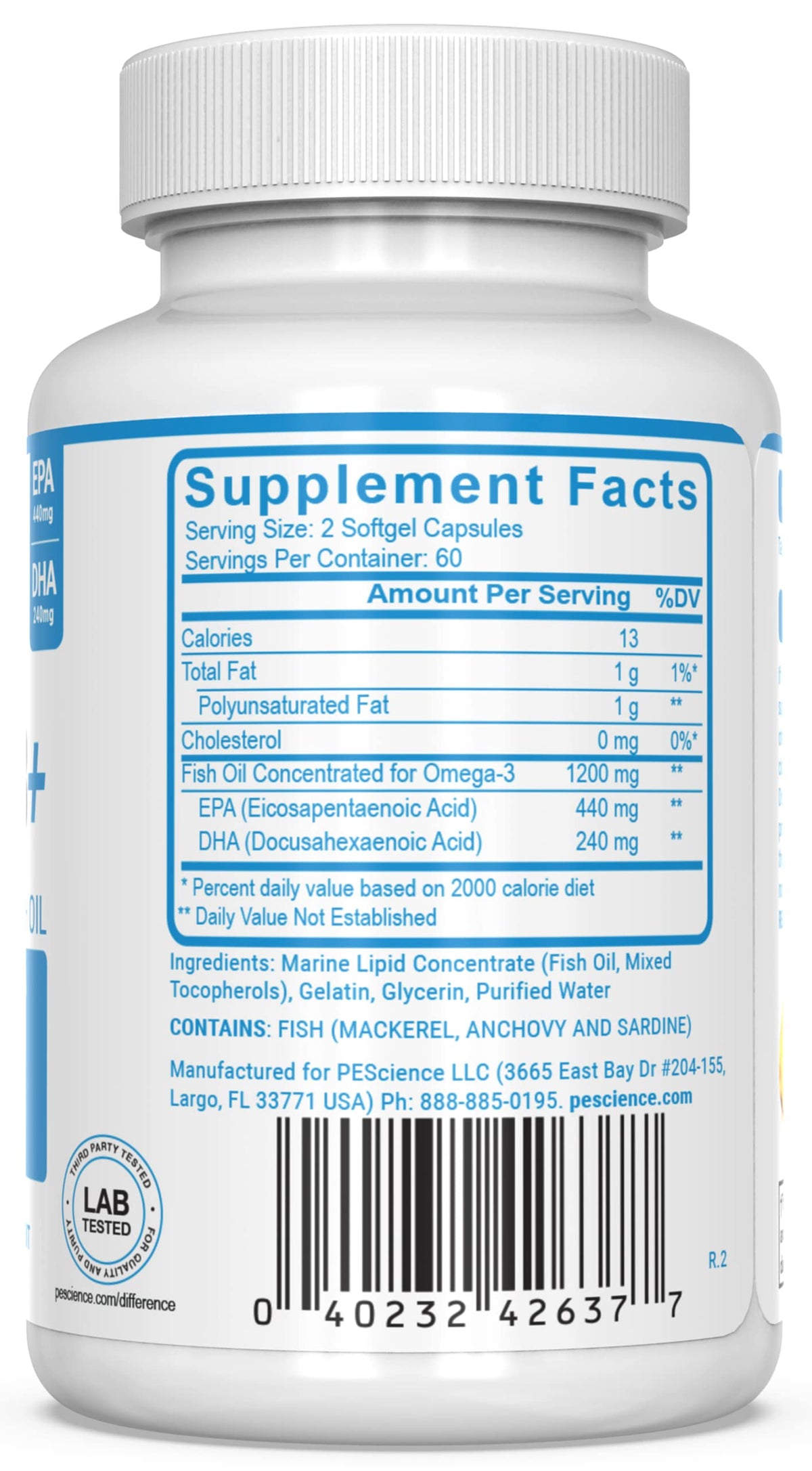 PEScience Omega-3+ capsules molles taille réduite