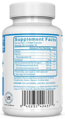 PEScience Omega-3+ capsules molles taille réduite