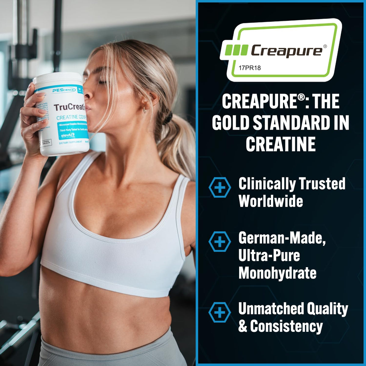 PEScience TruCreatine+ Poudre de Créatine Monohydrate 90 Portions avec cuillère