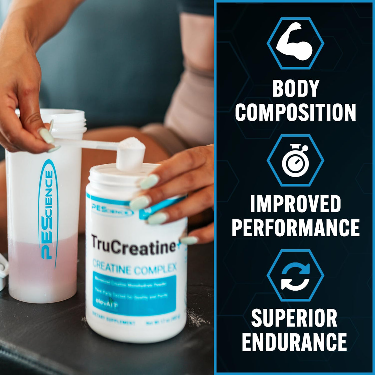 PEScience TruCreatine+ Poudre de Créatine Monohydrate 90 Portions emballage