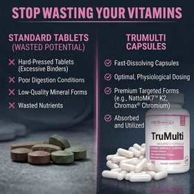 PEScience TruMulti Multivitamin pour Femmes, ingrédients sur l'étiquette
