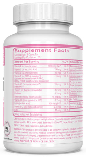 PEScience TruMulti Multivitamin pour Femmes, présentation de la boîte ouverte