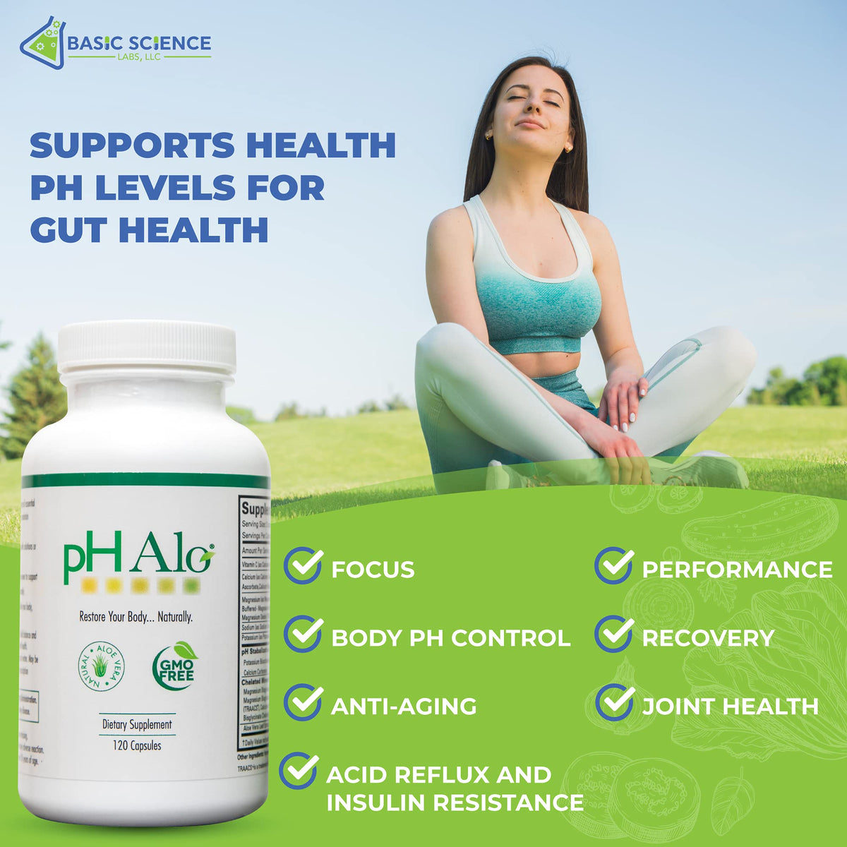 pHAlo Complément Alimentaire pH Équilibre ingrédients sur l'emballage