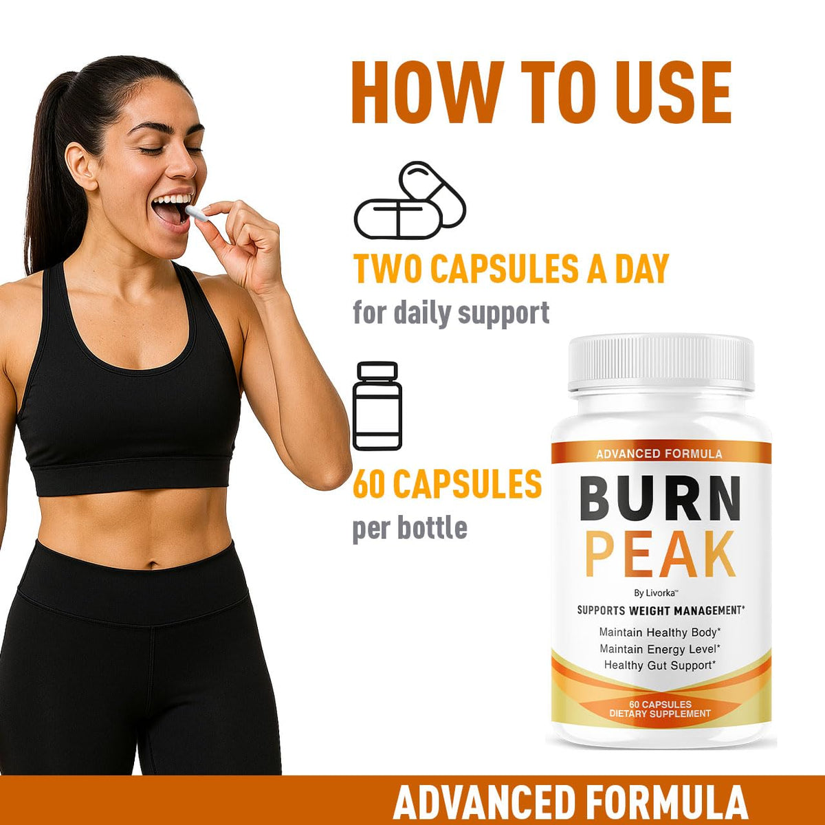 pharmagetics Burn Peak Capsules prise avec un verre d'eau