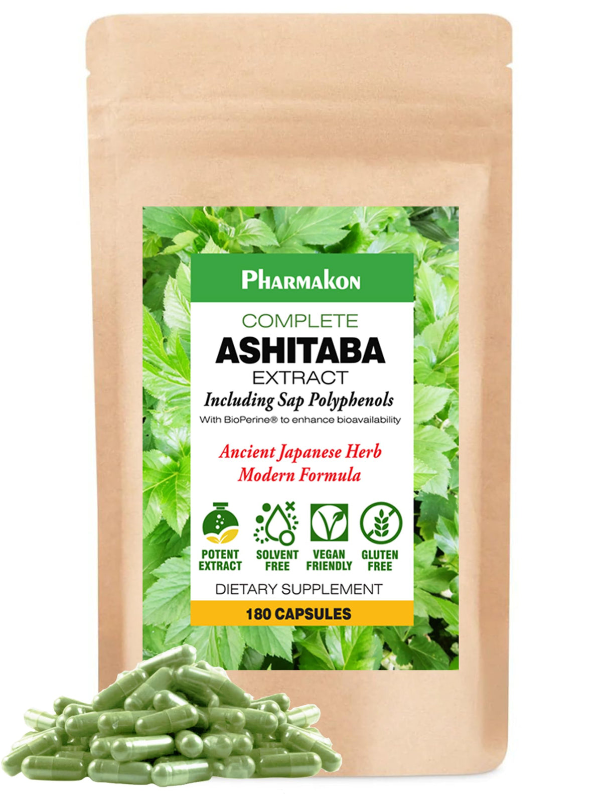 PHARMAKON Capsules Ashiataba Bio vue de face avec emballage en kraft