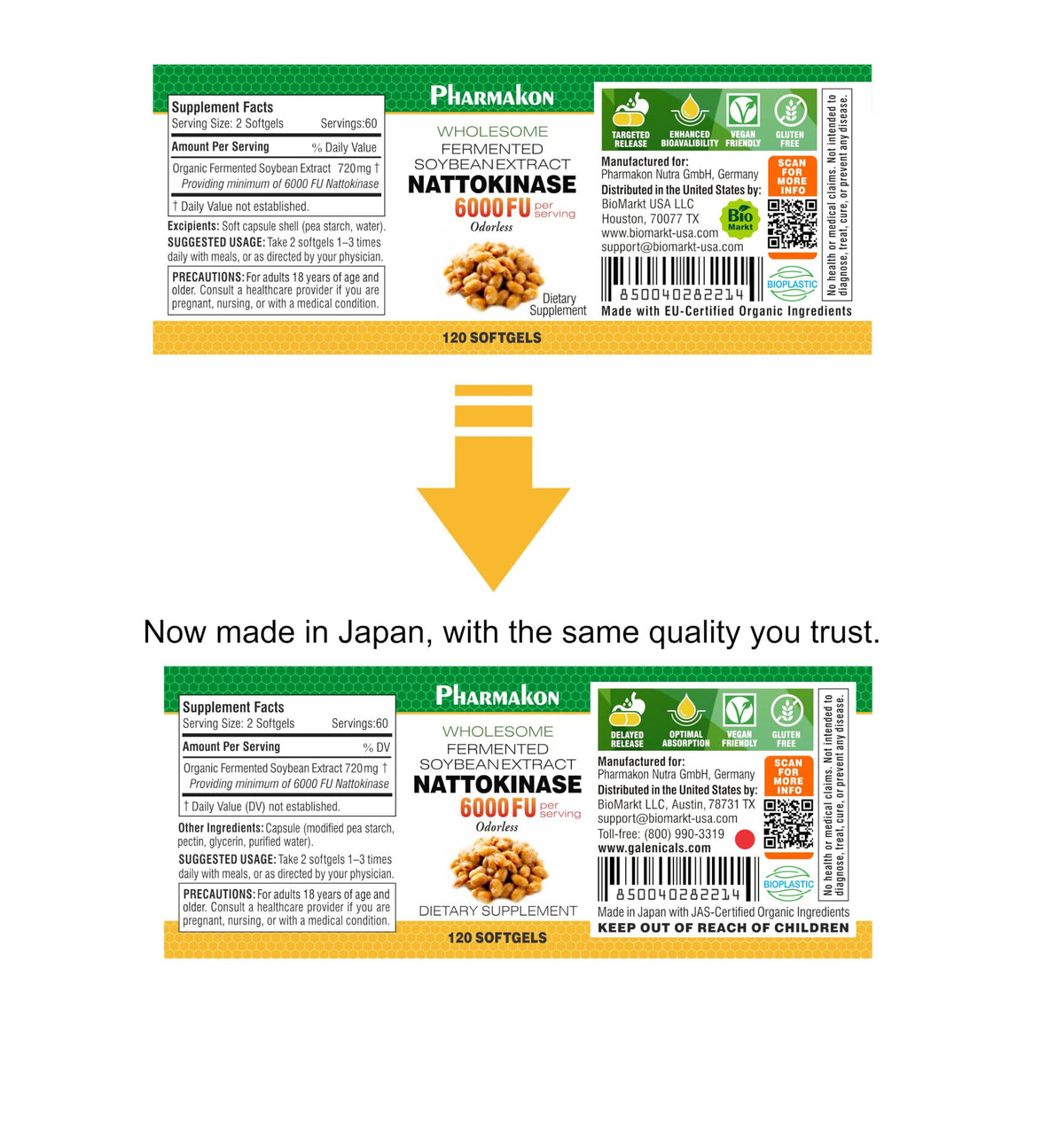 PHARMAKON Extrait de Soja Fermenté Nattokinase 6000 FUs, vue arrière