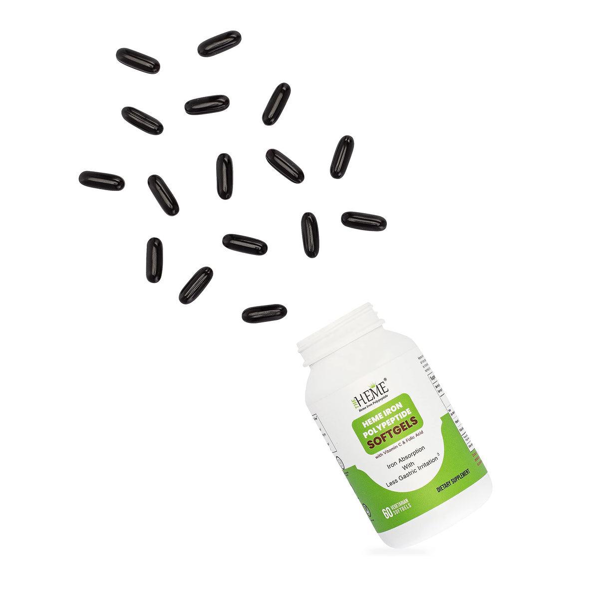 Pharmvista Heme Iron Polypeptide gélules sur fond neutre