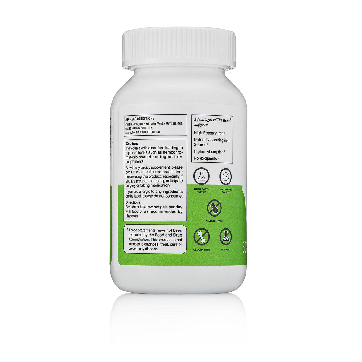 Pharmvista Heme Iron Polypeptide gélules, vue de côté
