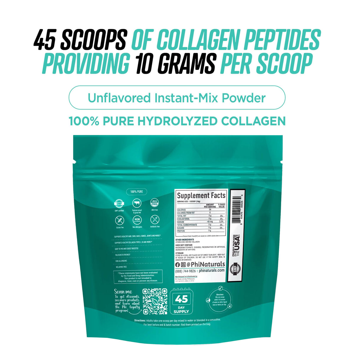 PhiNaturals Complément Collagène Hydrolysé 570 g - emballage