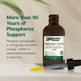 Phosfood Liquide Standard Process 60 mL en utilisation avec un verre d'eau