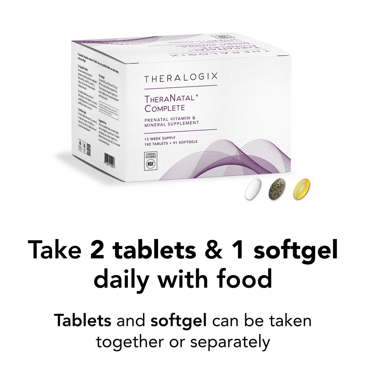 Photo de Theralogix TheraNatal Complete sur une table avec un livre de grossesse