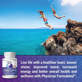 Physician Formulated Huile de Poisson Omega 3 capsules à l'intérieur de la bouteille