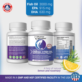 Physician Formulated Huile de Poisson Omega 3 capsules avec un verre d'eau