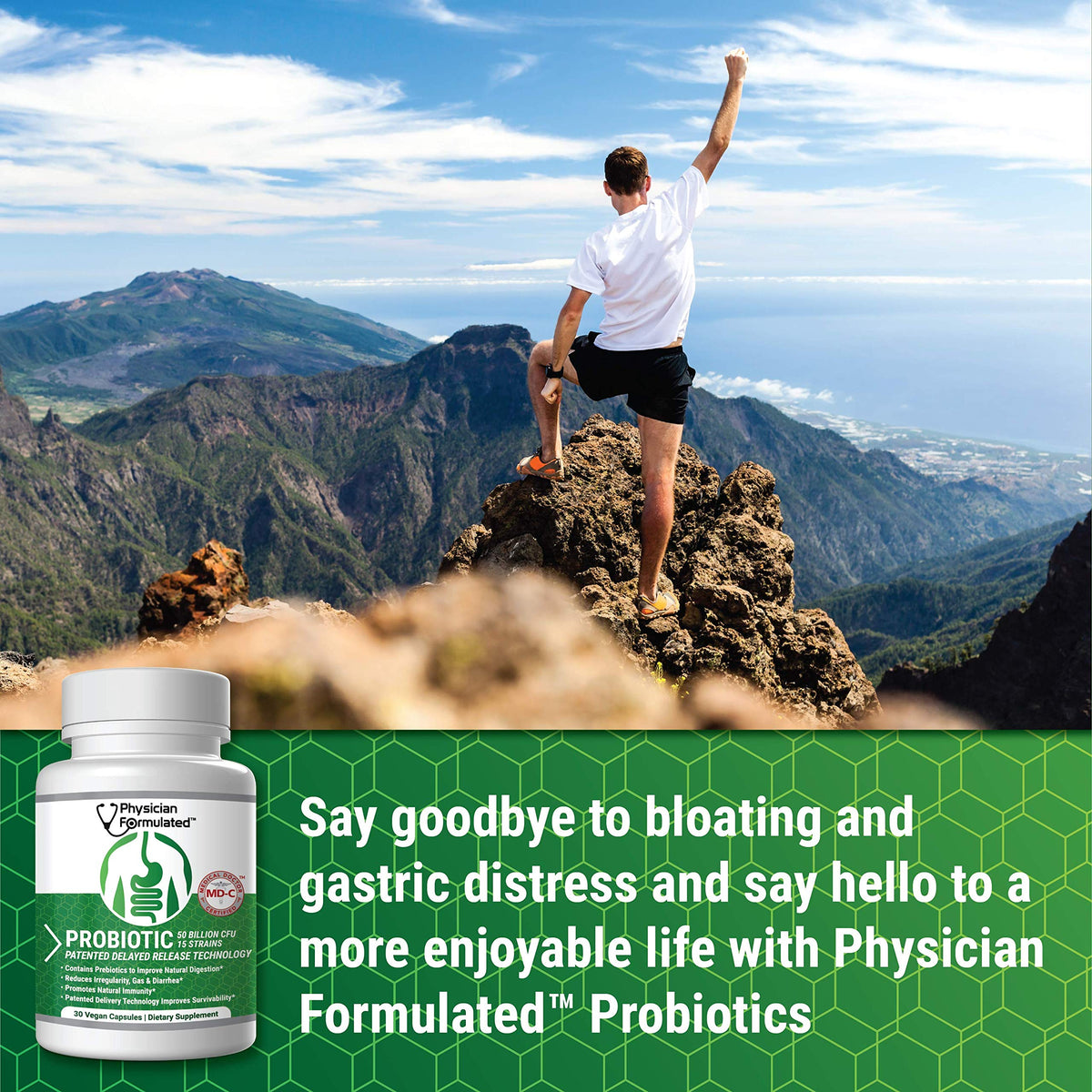Physician Formulated Probiotiques 50 Milliards 15 Souches Capsules côté