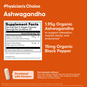 Physician's CHOICE Ashwagandha 90 capsules végétales avec extrait de poivre noir