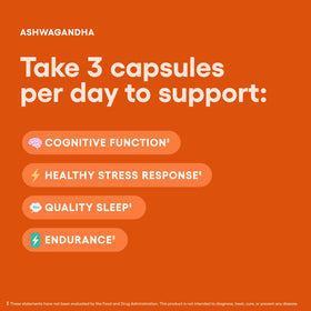 Physician's CHOICE Ashwagandha capsules avec étiquette détaillée