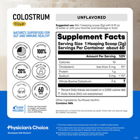 Physician's CHOICE Colostrum Gold Poudre, product back view