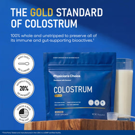 Physician's CHOICE Colostrum Gold Poudre, scoop and powder close-up