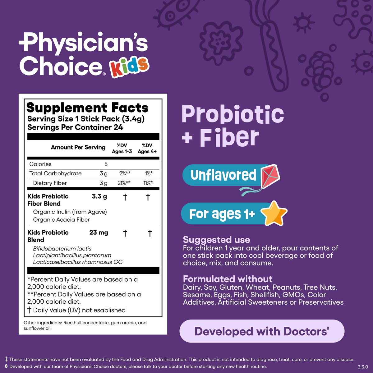 Physician's CHOICE Complément Alimentaire Enfants étiquette des ingrédients