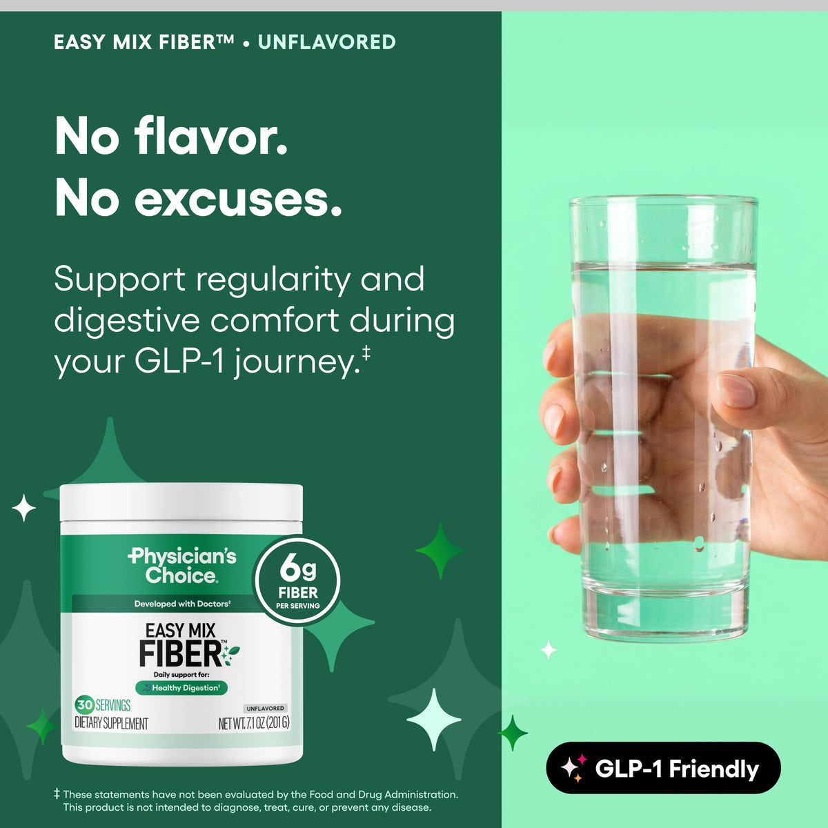 Physician's CHOICE Easy Mix Fiber 272g ajoutée à un smoothie