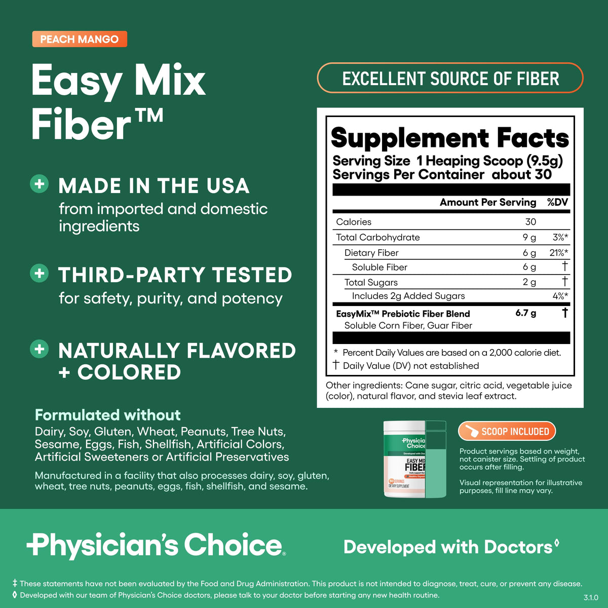 Physician's CHOICE Easy Mix Fiber poudre en préparation dans un shaker
