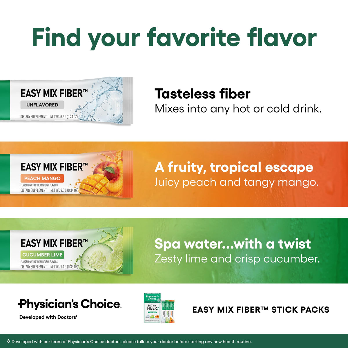 Physician's CHOICE Easy Mix Fiber Stick Pack ingredients list