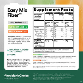 Physician's CHOICE Easy Mix Fiber Stick Pack opened with water