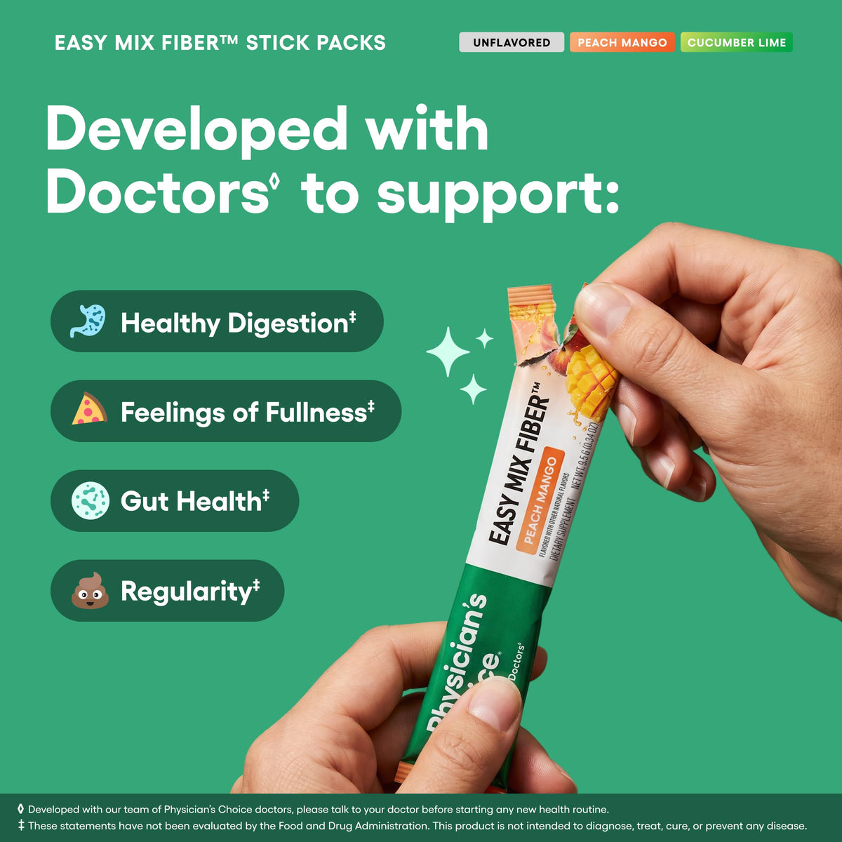 Physician's CHOICE Easy Mix Fiber Stick Pack Peach Mango