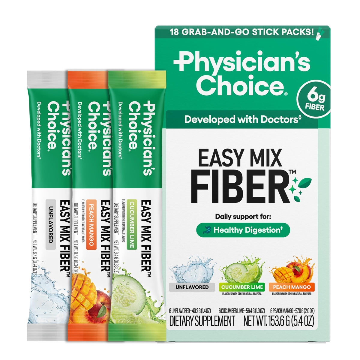 Physician's CHOICE Easy Mix Fiber Stick Packs front view