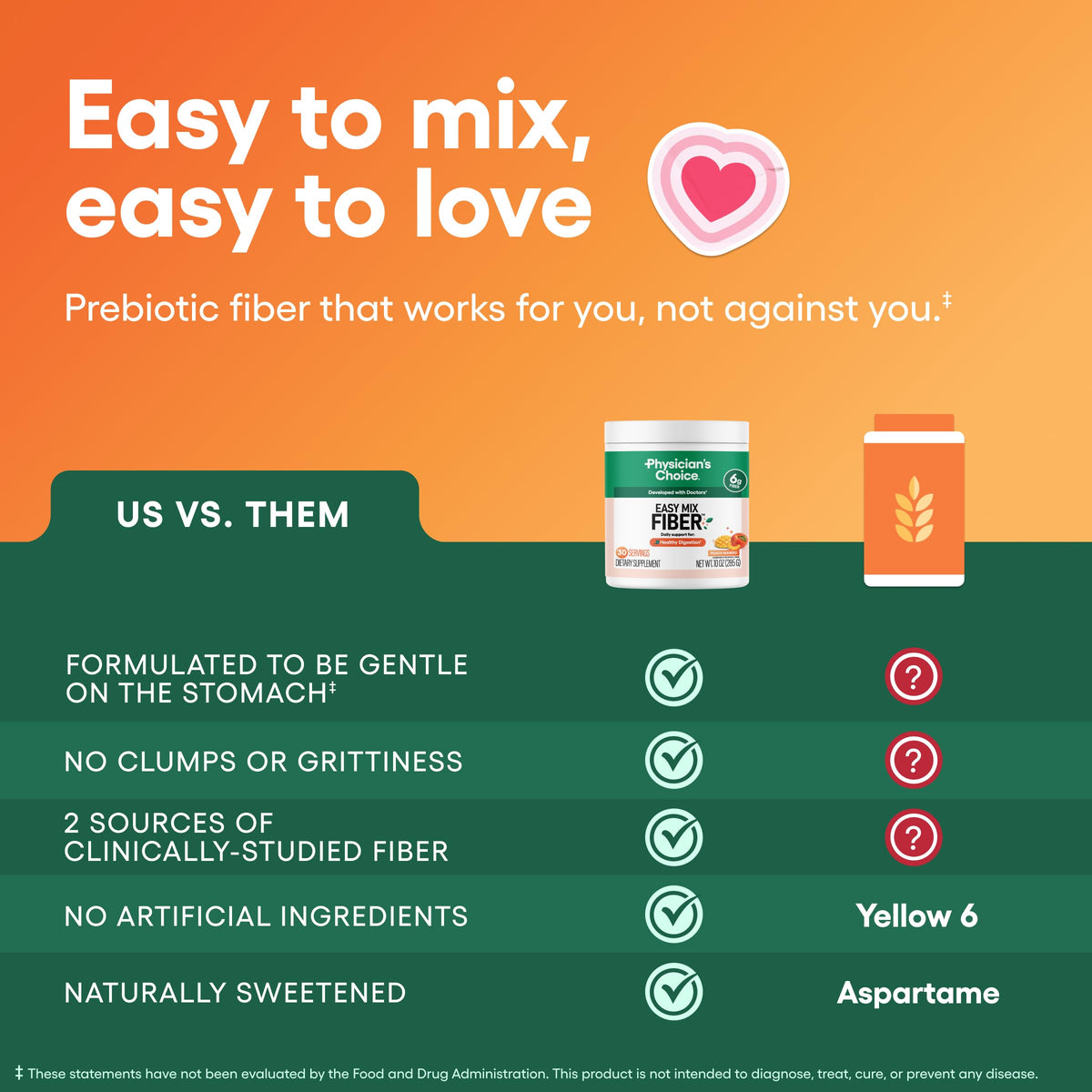 Physician's CHOICE Easy Mix Fiber vue latérale de l'emballage