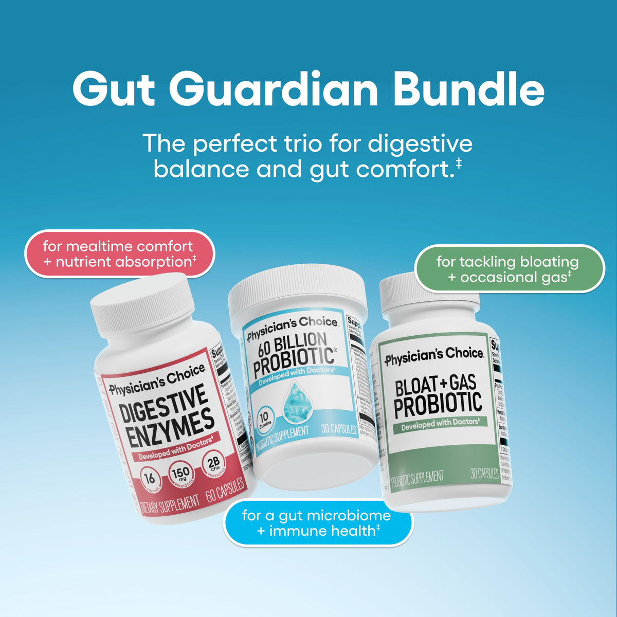 Physician's CHOICE Gut Guardian Bundle montrant l'arrière de l'emballage