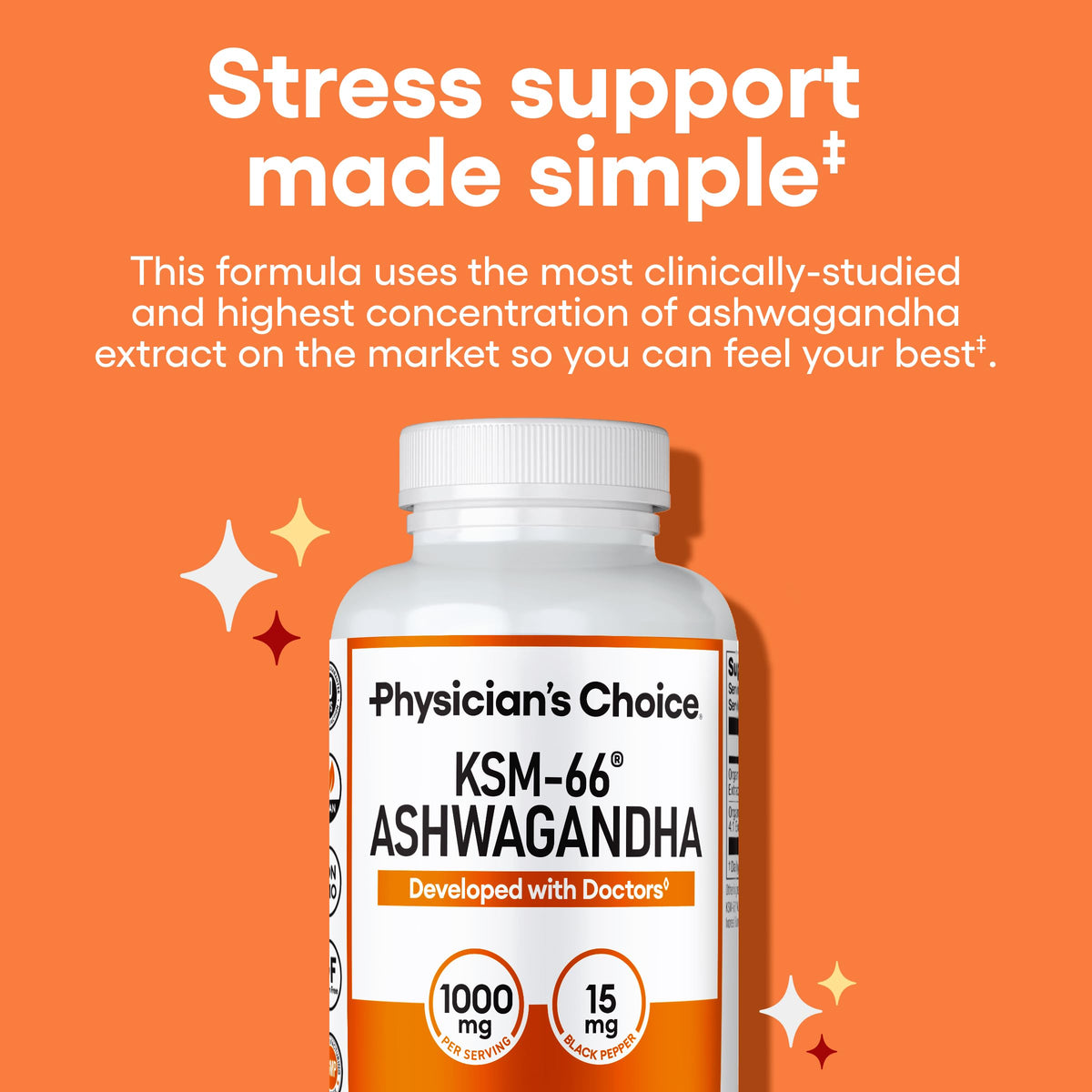 Physician's CHOICE KSM-66 Ashwagandha 1 000mg gélules