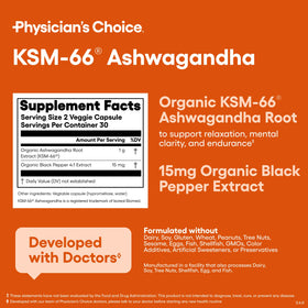 Physician's CHOICE KSM-66 Ashwagandha 1 000mg ingrédients
