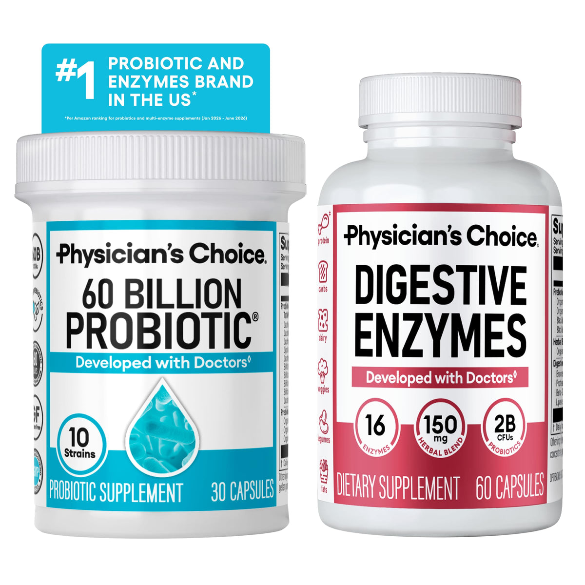 Physician's CHOICE Pack Santé Intestinale Avancée avec probiotiques et enzymes daily