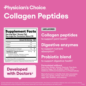 Physician's CHOICE Poudre de Collagène Peptides 531g avec ingrédients naturels