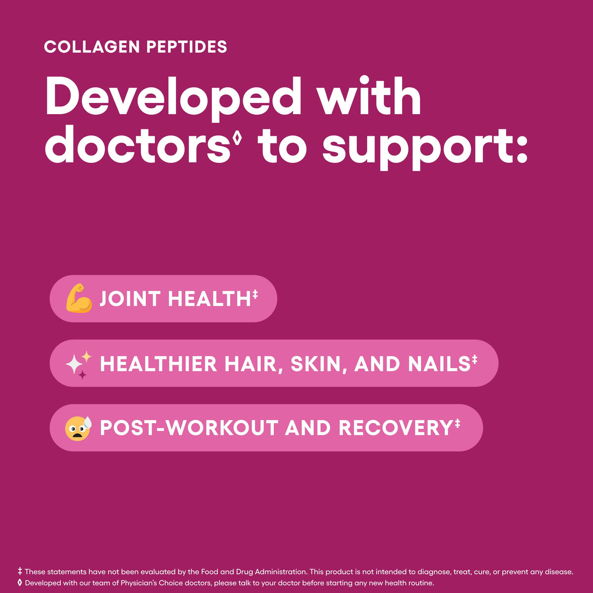 Physician's CHOICE Poudre de Collagène Peptides 531g en poudre dans un verre