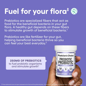 Physician's CHOICE Prébiotique-Probiotique vue de côté du flacon