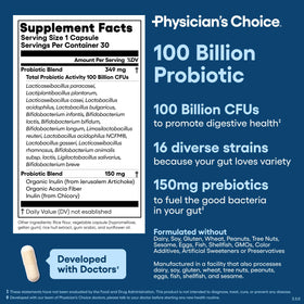 Physician's CHOICE Probiotique 100 Milliards, vue latérale de l'emballage