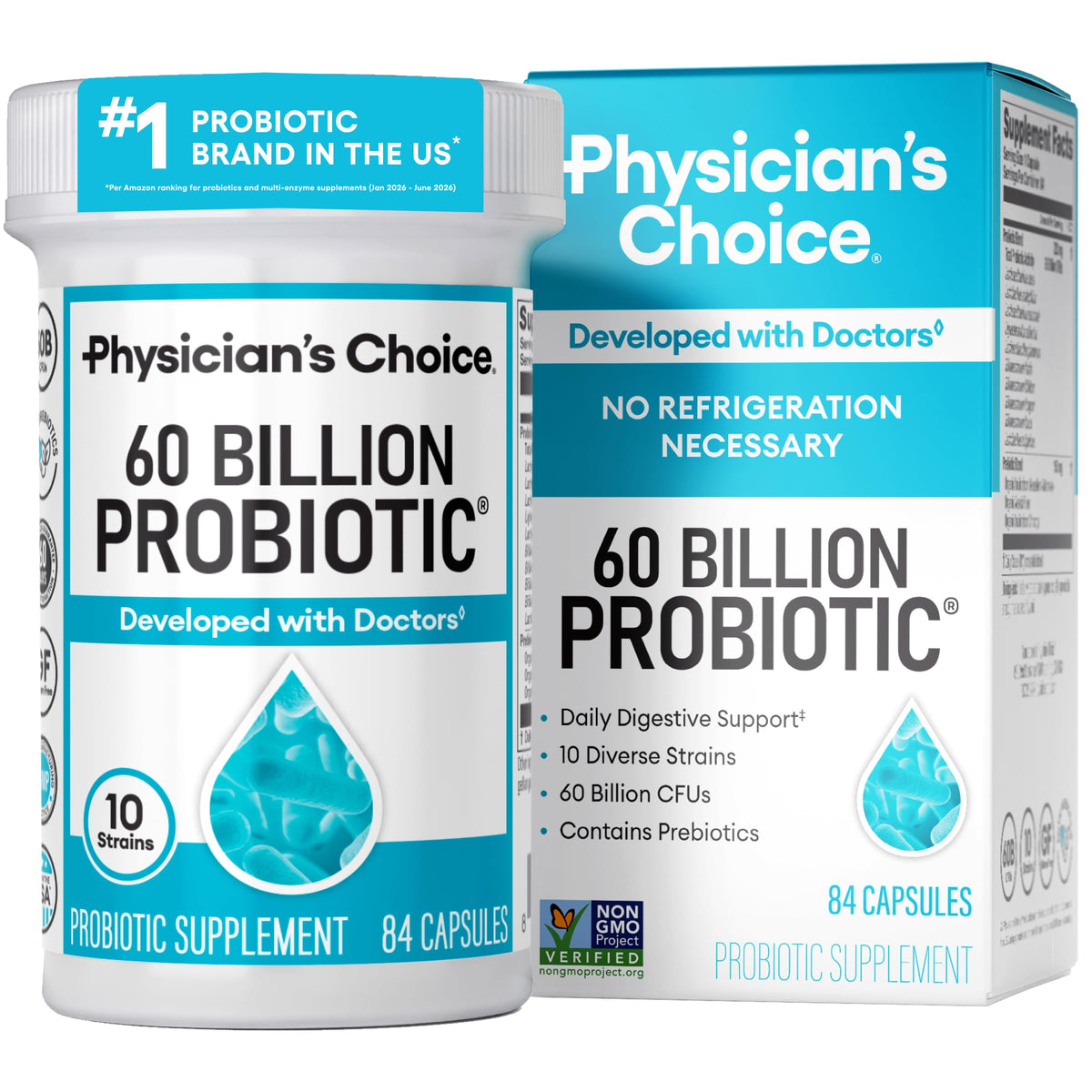 Physician's CHOICE Probiotiques 60 Milliards CFU - vue avant de la bouteille