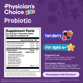 Physician's CHOICE Probiotiques pour Enfants - comprimés au goût de baies