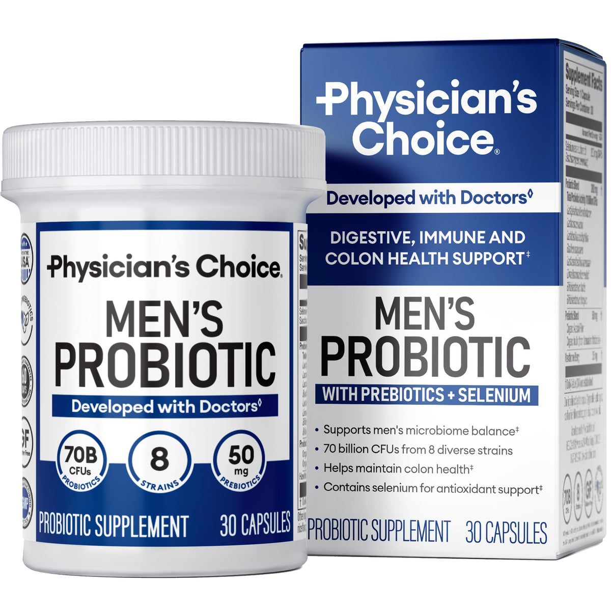 Physician's CHOICE Probiotiques pour Hommes 30 capsules vue de face