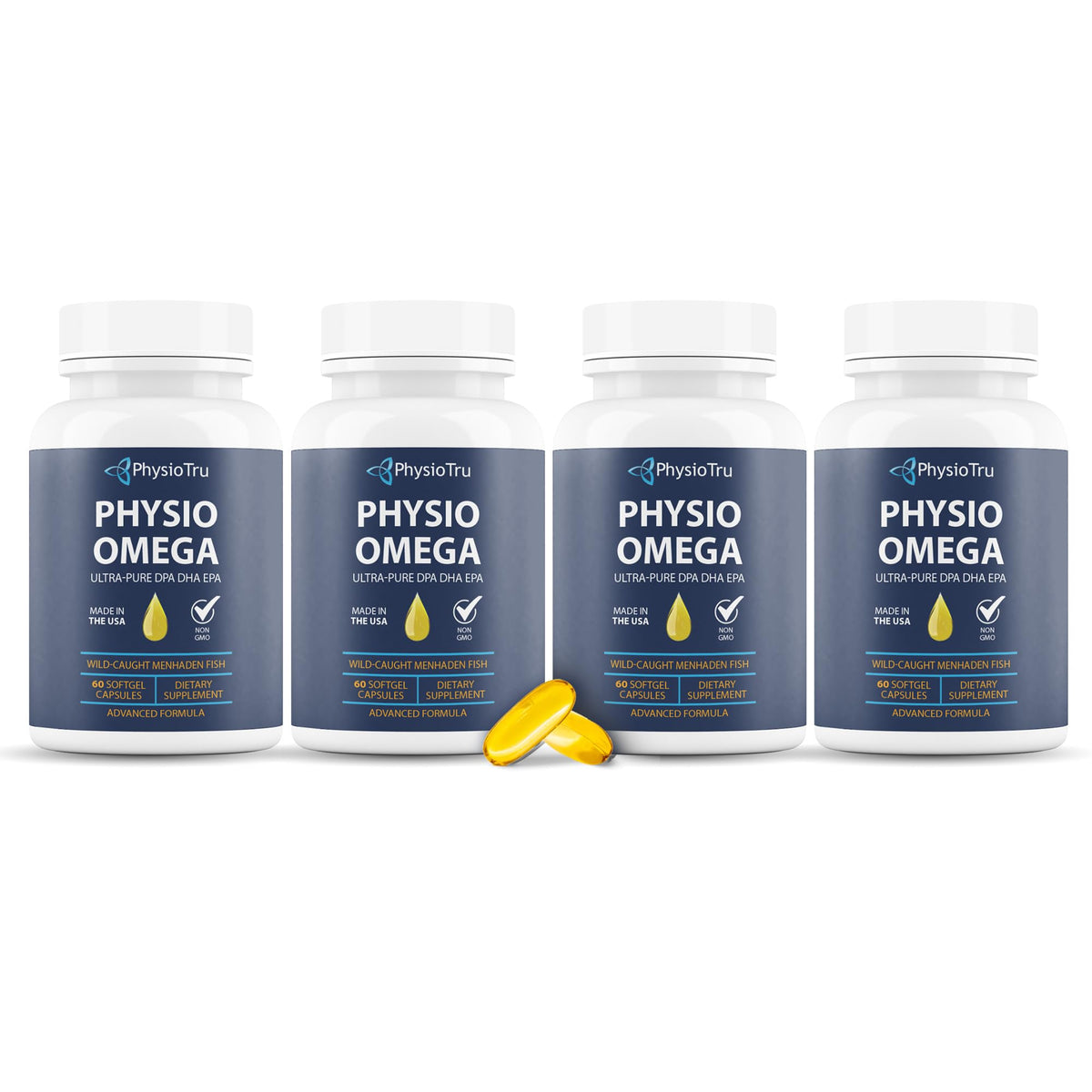 PhysioTru Omega-3 Huile de Poisson 2400mg boîte avant