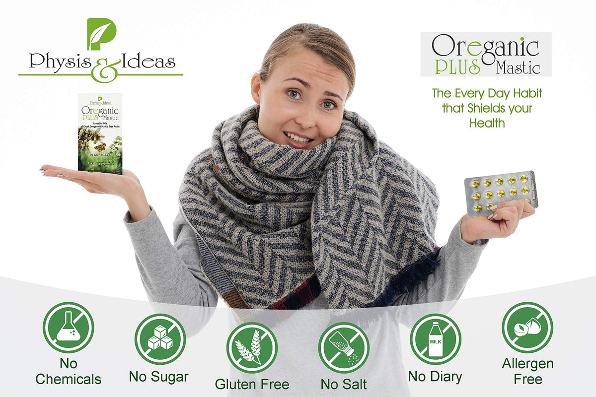 Physis & Ideas Mastic - capsules d'huile d'oregano et de mastic Chios - présentation du produit