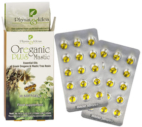Physis & Ideas Mastic - capsules d'huile d'oregano et de mastic Chios - vue de près