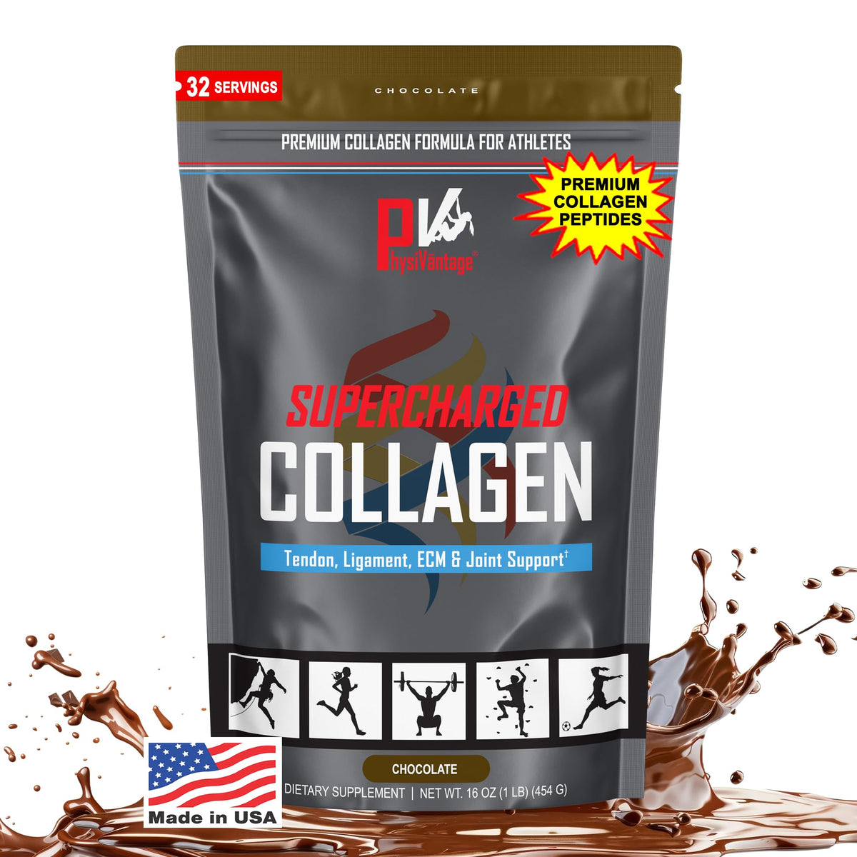 PhysiVantage Collagène Superchargé Poudre Chocolat 481g vue avant