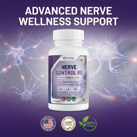 Phytage Labs Nerve Control 911 ingrédients botaniques sur fond blanc